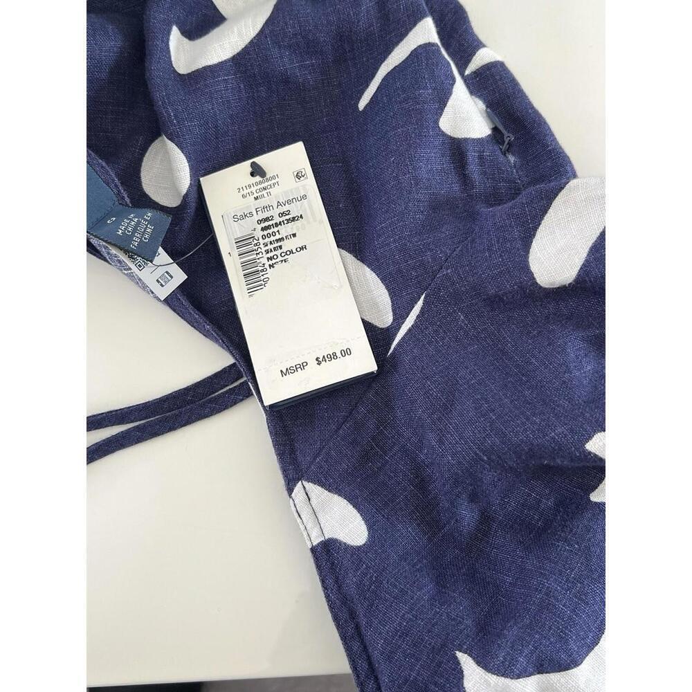 $498 Polo Ralph Lauren Abstract LinenTiered Midi Navy Women’s Dress Size 0 - Picture 8 of 9